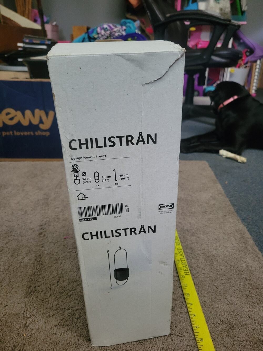 Ikea Chilistran Hanging Planter Pot Indoor Outdoor Black 4.75"x 19.5" 205.118.25